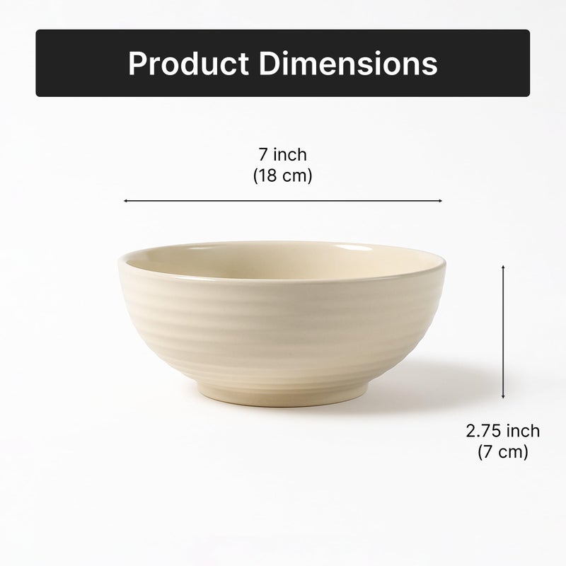 Glimpse Homes Ceramic Serving Bowl | Microwave Safe | 7 inch (Ivory White) - Image 3