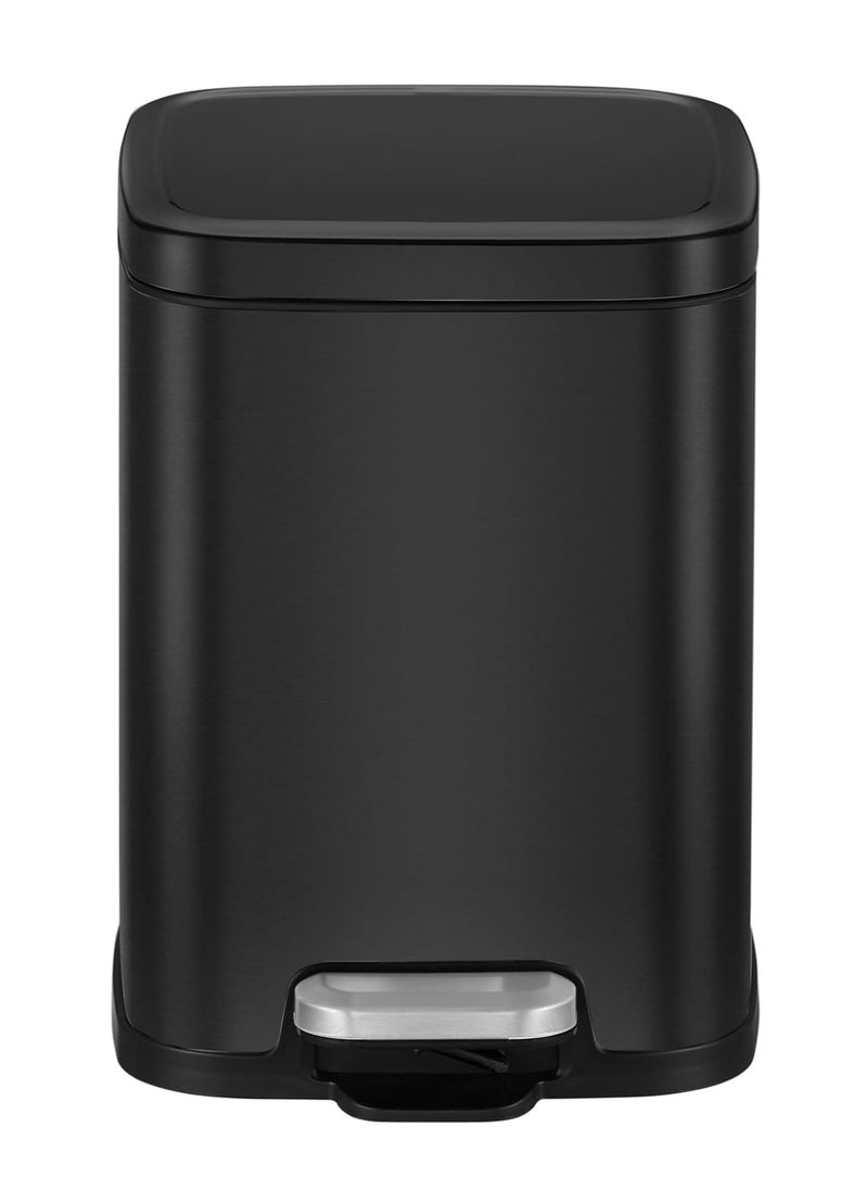 EKO STELLA SERIES | Brushed Stainless Steel Finish | Soft-Closing | Fingerprint-Resistant | Premium Pedal Trash Bin | Multiple Sizes ( 6 - 12 L) To Suit Different Places | 9 Liters | Black  - Image 1