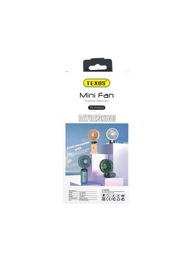 Texos Mini Fan TX-FAN02 Portable Rechargeable Handheld and Neck Fan - Image 2