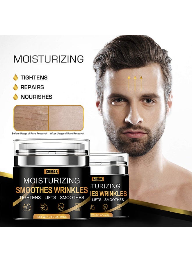 سوماكس مرطب وجه للرجال، كريم مصل لتفتيح الوجه، كريم مرطب مضاد للشيخوخة للرجال، كريم كولاجين للوجه مع حمض الهيالورونيك، مغذي ومرطب ليلاً ونهاراً للرجال (50 جرام) - Image 2