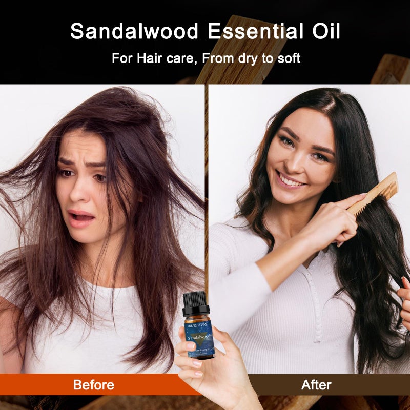 BURIBURI Sandalwood Essential Oils for Diffuser, Skin, Hair, 100% Pure, Undiluted Sandalwood Oil for Candle Soap Perfume Making, Natural, Organic Aromatherapy Sandalwood Oils 10ML - Image 2