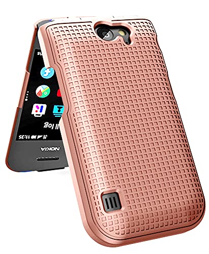 Nakedcellphone غطاء هاتف Nakedcellphone لهاتف Nokia 2720 V Flip، [وردي ذهبي] غطاء صلب واقي قابل للتثبيت [نقش شبكي] لـ Verizon TA-1295، 2720V - Image 5