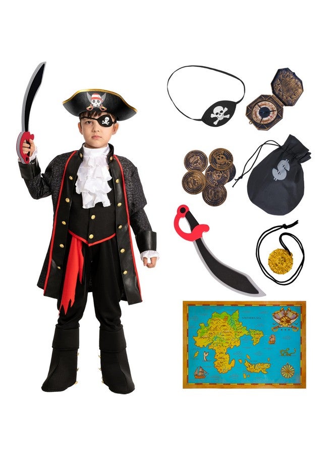 Spooktacular Creations Spooktacular Creations Halloween Pirate Costume for Kids, Boy Captain Pirate Costume Set for Halloween Trick-or-Treating, Themed Dress-up Party (Small, 5-7 yrs)  - Image 1