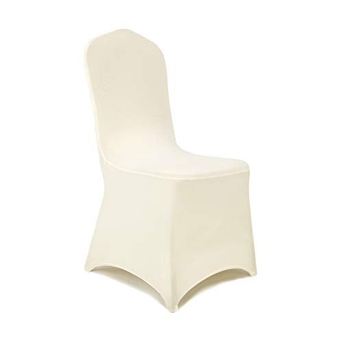 Peomeise 12pcs Stretch Spandex Chair Cover for Wedding Party Dining Banquet Event (Ivory, 12) - Image 1
