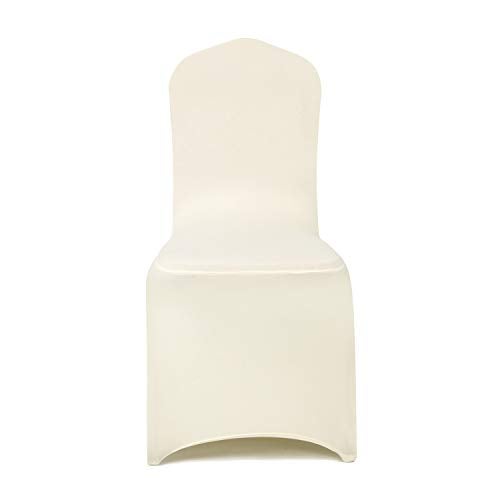 Peomeise 12pcs Stretch Spandex Chair Cover for Wedding Party Dining Banquet Event (Ivory, 12) - Image 2