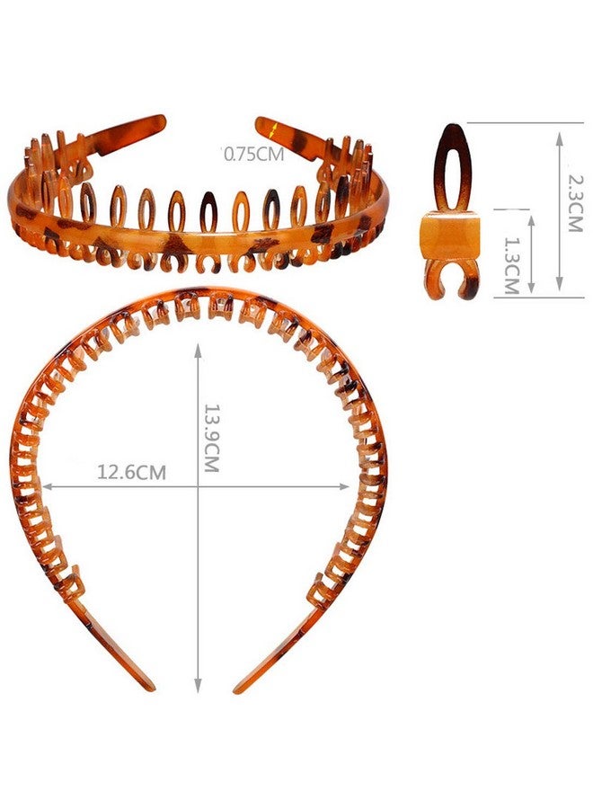 Suoirblss Set Of 2 Fashion Plastic Teeth Headband Plastic Comb Hairband Headwear Hair Hoop Hair Acessories For Women Lady (Black +Brown) - Image 2