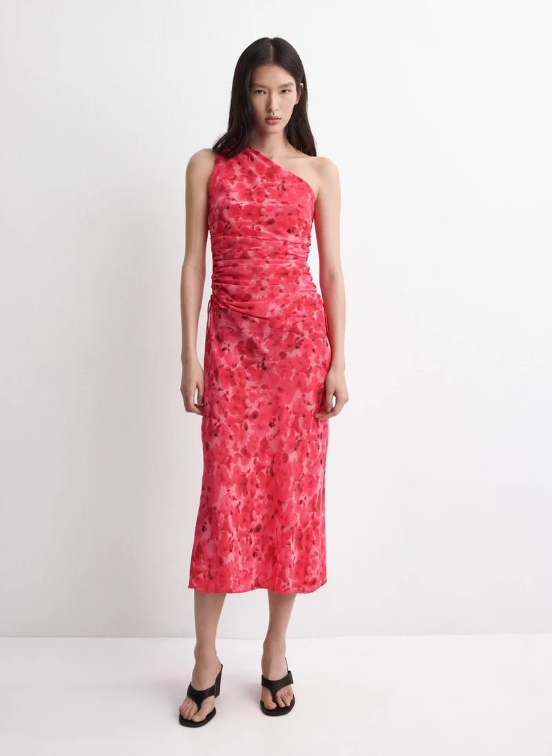 MANGO Asymmetrical Floral-Print Dress