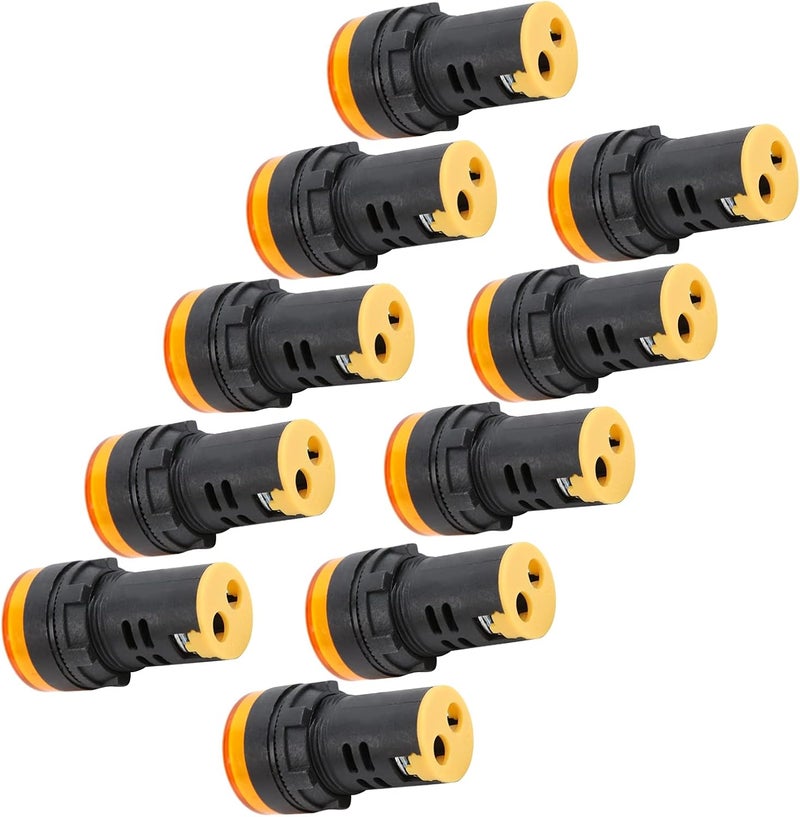 مصابيح إشارة LED عدد 10 قطعة، طراز AD16-22DS، سطوع عالي، لون أصفر - مصنوعة من مادة ABS متينة، سهلة التركيب، مثالية للمعدات والأجهزة (جهد كهربائي AC/DC12V) - Image 2
