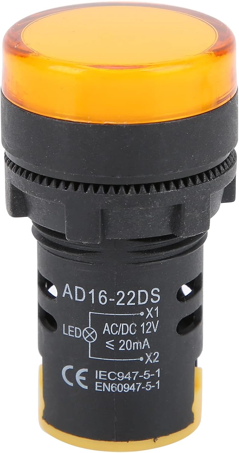 مصابيح إشارة LED عدد 10 قطعة، طراز AD16-22DS، سطوع عالي، لون أصفر - مصنوعة من مادة ABS متينة، سهلة التركيب، مثالية للمعدات والأجهزة (جهد كهربائي AC/DC12V) - Image 4
