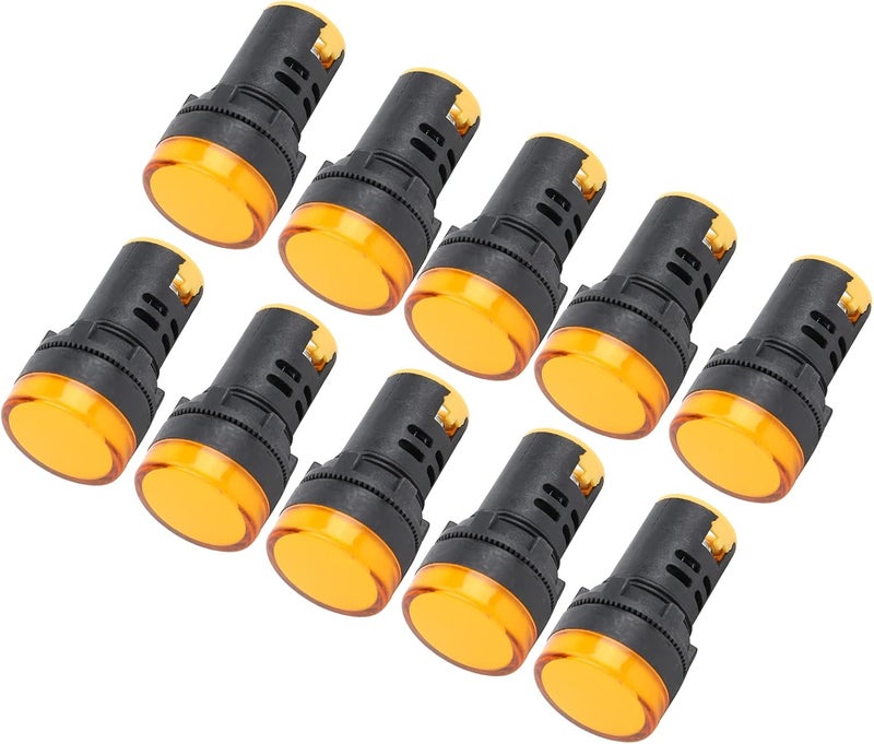 مصابيح إشارة LED عدد 10 قطعة، طراز AD16-22DS، سطوع عالي، لون أصفر - مصنوعة من مادة ABS متينة، سهلة التركيب، مثالية للمعدات والأجهزة (جهد كهربائي AC/DC12V) - Image 3