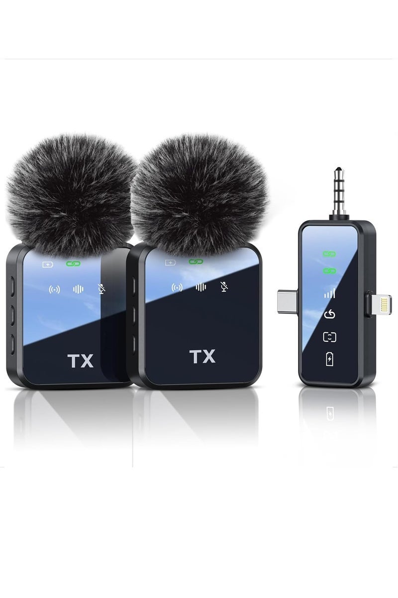 JAJEEK 3 in 1 Wireless Lavalier Microphone  Wireless Mic for iPhone/Android/Camera,30m Transmission,18H Battery Life,Mini Microphone for Recording Interviews,Podcasts Vlogs,YouTube, Tiktok - Image 1