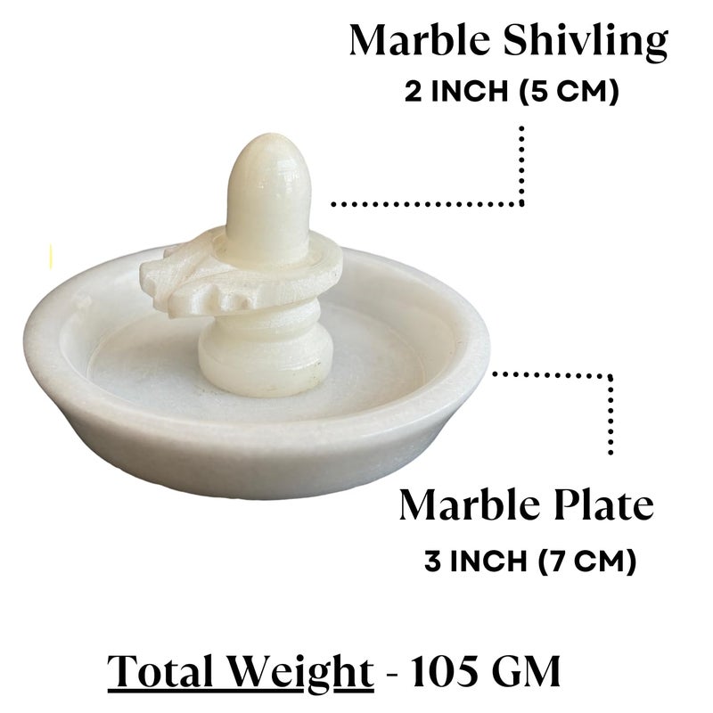 Salvus APP SOLUTIONS White Marble ShivlingShiva Pindi with White Marble Plate for Jalabhishek Divine HomeOffice Decor Gifting Plate 3 in Shivling 2 in - Image 2