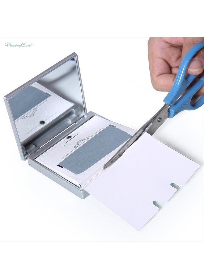 PleasingCare Makeup Mirror with Facial Oil Blotting Paper Sheets - Bamboo Charcoal 100 Counts, Silver Compact Folding Cosmetic Travel Mirror - Image 3