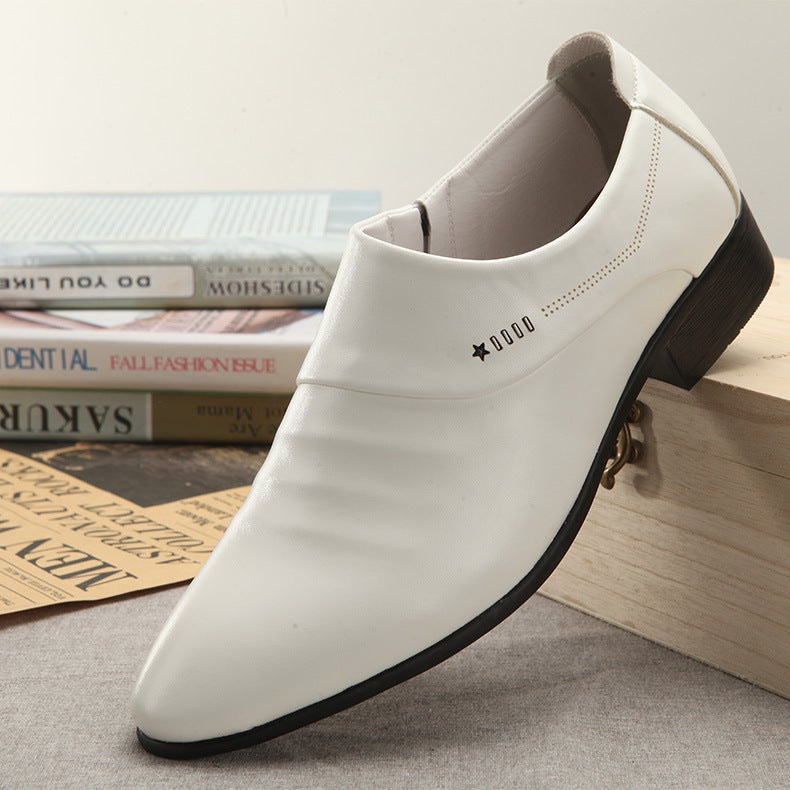 Business Dress Leather Shoes Mens Photo Studio Wedding Photography Mens Shoes Youth Korean British White Casual Leather Shoes White