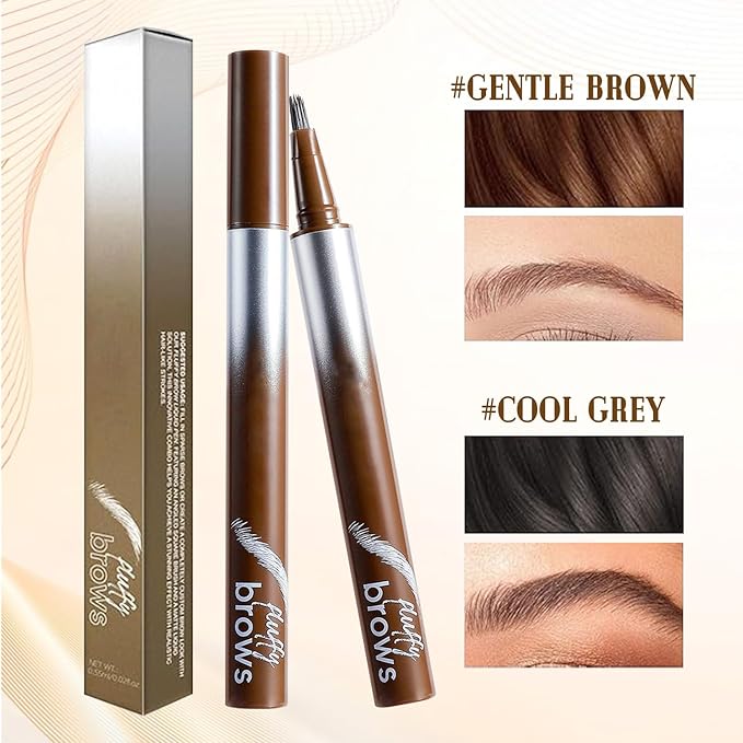 2PCS Eyebrow Pen for Precise Natural Brows Waterproof LongLasting Microblading Effect Perfect for Daily Use and OntheGo TouchUpsCool GreyGentle Brown - Image 2