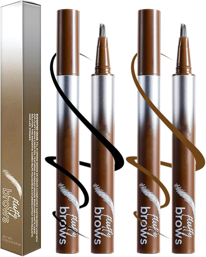 2PCS Eyebrow Pen for Precise Natural Brows Waterproof LongLasting Microblading Effect Perfect for Daily Use and OntheGo TouchUpsCool GreyGentle Brown - Image 1