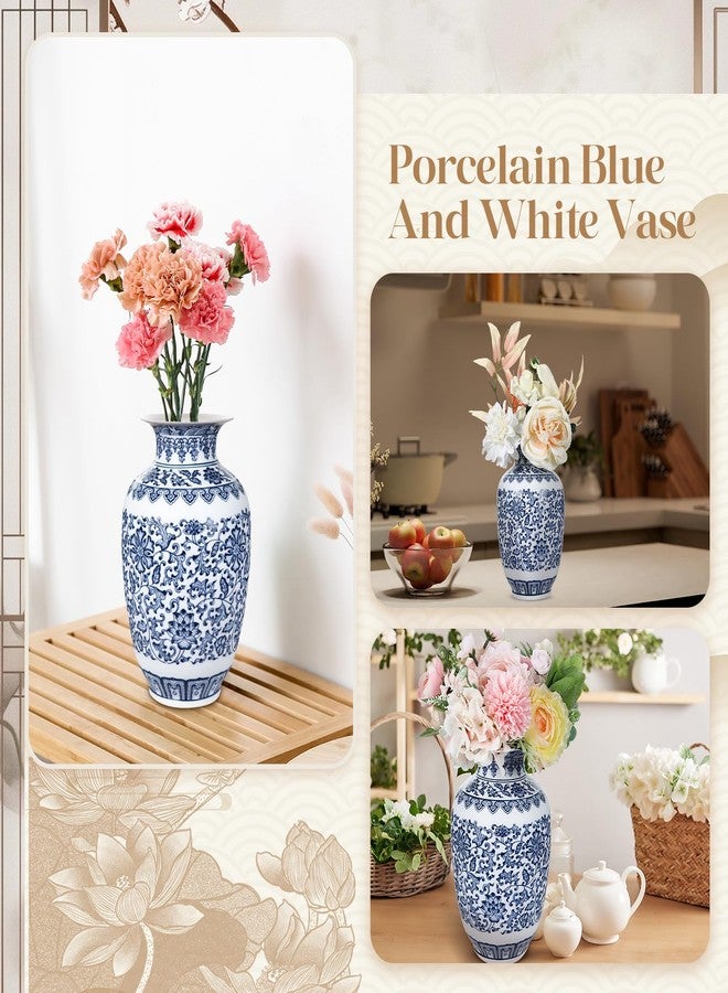Maxcheck 9 Inch Blue and White Vase Chinoiserie Ceramic Porcelain Chinese Handmade Oriental Vase for Home Office Bookshelf Table Decor(Blue A) - Image 3