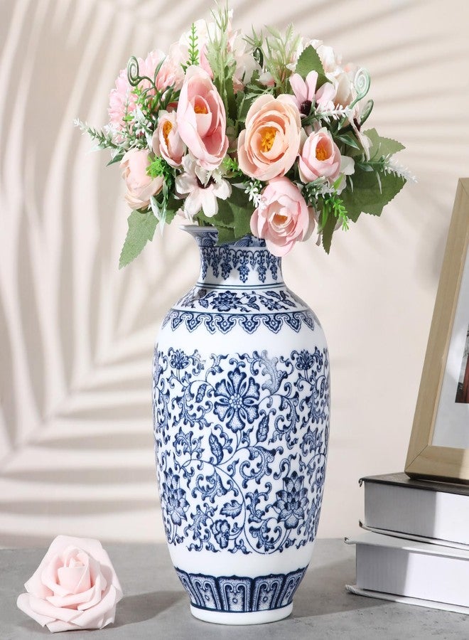 Maxcheck 9 Inch Blue and White Vase Chinoiserie Ceramic Porcelain Chinese Handmade Oriental Vase for Home Office Bookshelf Table Decor(Blue A) - Image 1