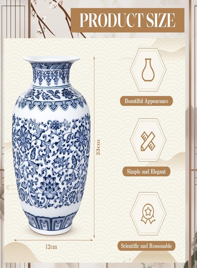 Maxcheck 9 Inch Blue and White Vase Chinoiserie Ceramic Porcelain Chinese Handmade Oriental Vase for Home Office Bookshelf Table Decor(Blue A) - Image 2