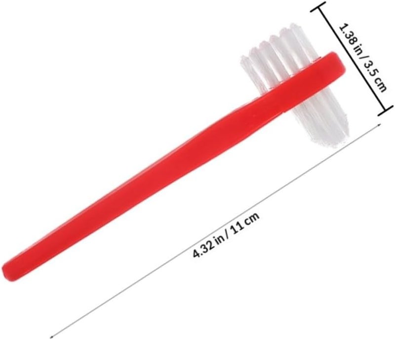 8pcs Double Heads Denture Cleaning Brush Red Two-Headed Toothbrush for False Teeth Braces Oral Care Dentures Accessories - Image 2