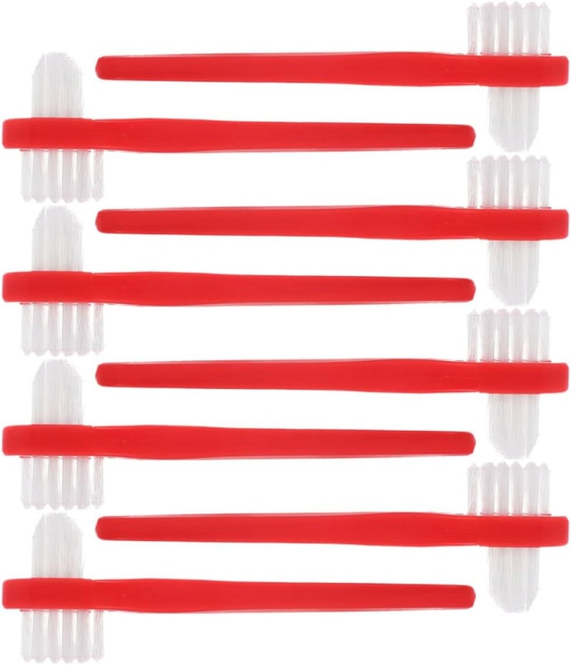 8pcs Double Heads Denture Cleaning Brush Red Two-Headed Toothbrush for False Teeth Braces Oral Care Dentures Accessories - Image 1