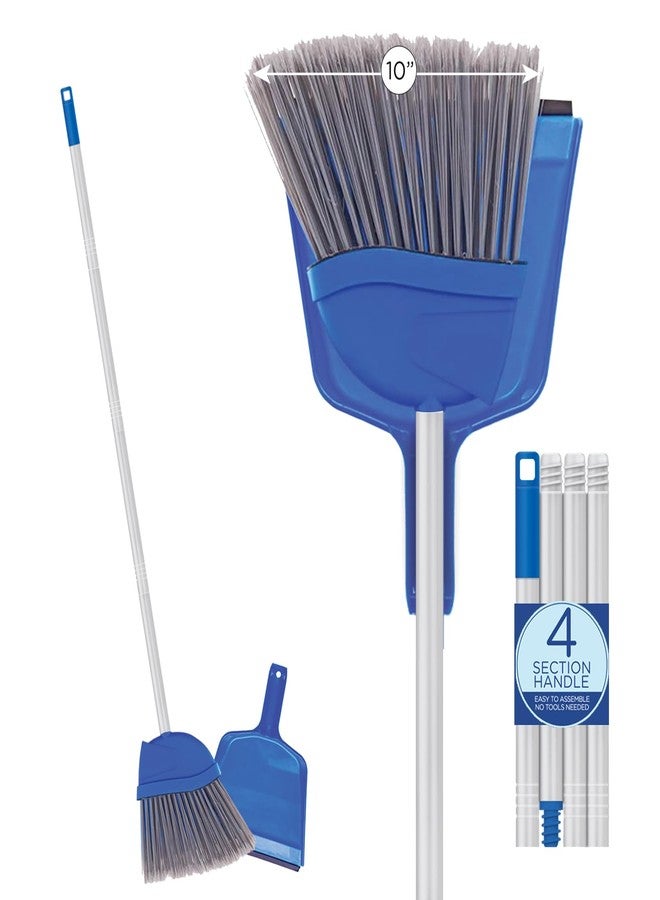 LOLA Angle Broom w/Dustpan, Indoor, 9.25" W Head, Smaller Style- Made w/Recycled Soda Bottles & Polished Aluminum Lightweight Handle, by LOLA, 1 Pack - Image 1