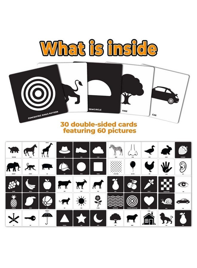 ويمبلي بطاقات ويمبلي التعليمية الكبيرة للأطفال والرضع، عالية التباين، تحفيز بصري، ألعاب مونتيسوري الحسية للأطفال من عمر 0 إلى 12 شهرًا - 30 بطاقة مزدوجة الجوانب، 60 صورة - Image 4