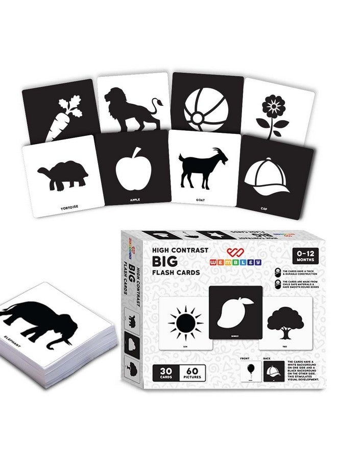 ويمبلي بطاقات ويمبلي التعليمية الكبيرة للأطفال والرضع، عالية التباين، تحفيز بصري، ألعاب مونتيسوري الحسية للأطفال من عمر 0 إلى 12 شهرًا - 30 بطاقة مزدوجة الجوانب، 60 صورة - Image 1