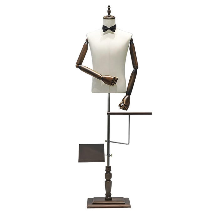 MALE MANNEQUIN TORSO DRESS FORM MANNEQUIN BODY WITH STAND SOLID WOOD ARM 73 HEIGHT ADJUSTABLE CLOTHING MANIKIN FOR MARKET SHOP WINDOW DISPLAY DETACHABLE SHOE HOLDER PANTS RACK