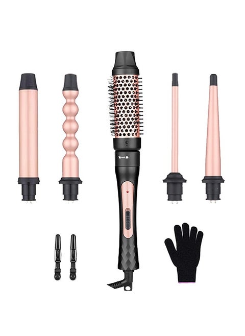 Curling Wand Set, 5 in 1 Curling Iron Set with 5 Interchangeable Curling Wand Ceramic Barrel(9-32mm), with Temperature Adjustment and Heat Up, Hair Curler Include Heat Resistant Glove (F)