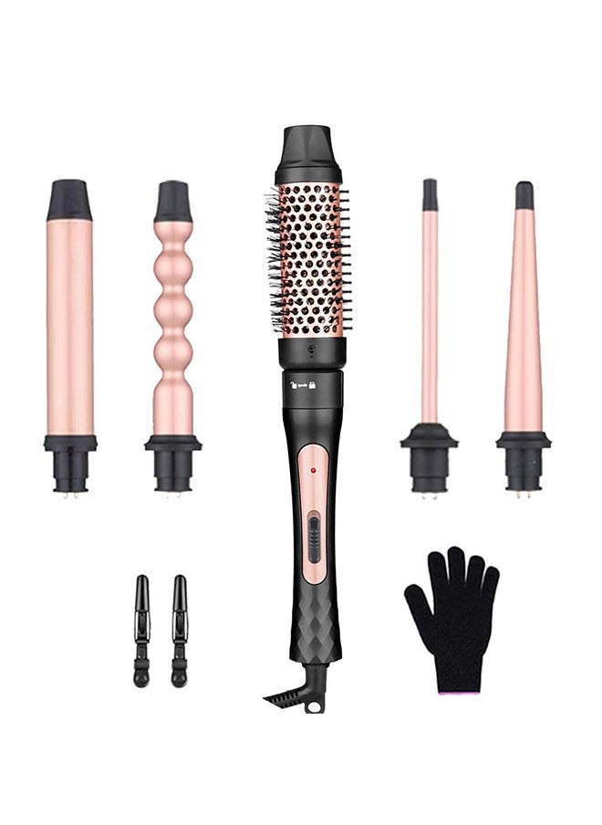 Curling Wand Set, 5 in 1 Curling Iron Set with 5 Interchangeable Curling Wand Ceramic Barrel(9-32mm), with Temperature Adjustment and Heat Up, Hair Curler Include Heat Resistant Glove (F)