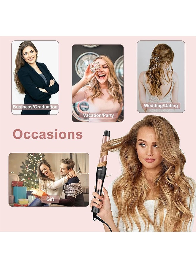 Curling Wand Set, 5 in 1 Curling Iron Set with 5 Interchangeable Curling Wand Ceramic Barrel(9-32mm), with Temperature Adjustment and Heat Up, Hair Curler Include Heat Resistant Glove (F)