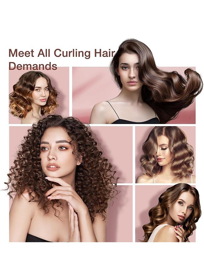 Curling Wand Set, 5 in 1 Curling Iron Set with 5 Interchangeable Curling Wand Ceramic Barrel(9-32mm), with Temperature Adjustment and Heat Up, Hair Curler Include Heat Resistant Glove (F)