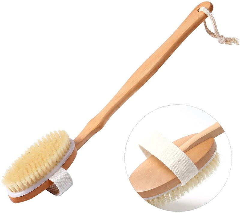 eHomeA2Z Back Scrubber for ShowerBody Shower Brush with Soft and Natural Bristle Body Exfoliating Brush for 2in1 Wet Dry Brushing Detachable Wooden Bath Brush with Long Handle Back Brush for Men and Women - Image 1