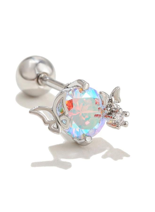 Simple Small Flower Ear Studs Pink Sweet Love Ear Bone Stud Stainless Steel Small Cute Niche Ear Stud 