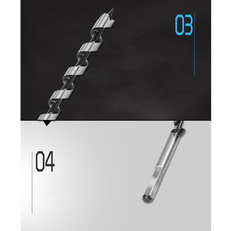 6Pcs Hex Shank Auger Drill Bit Woodwork Hole Opener Set, Spiral Wood Drilling Tool for Carpentry and Furniture, Sizes 6/8/10/12/14/16Mm, Long Shank for Electric Drills - Image 4