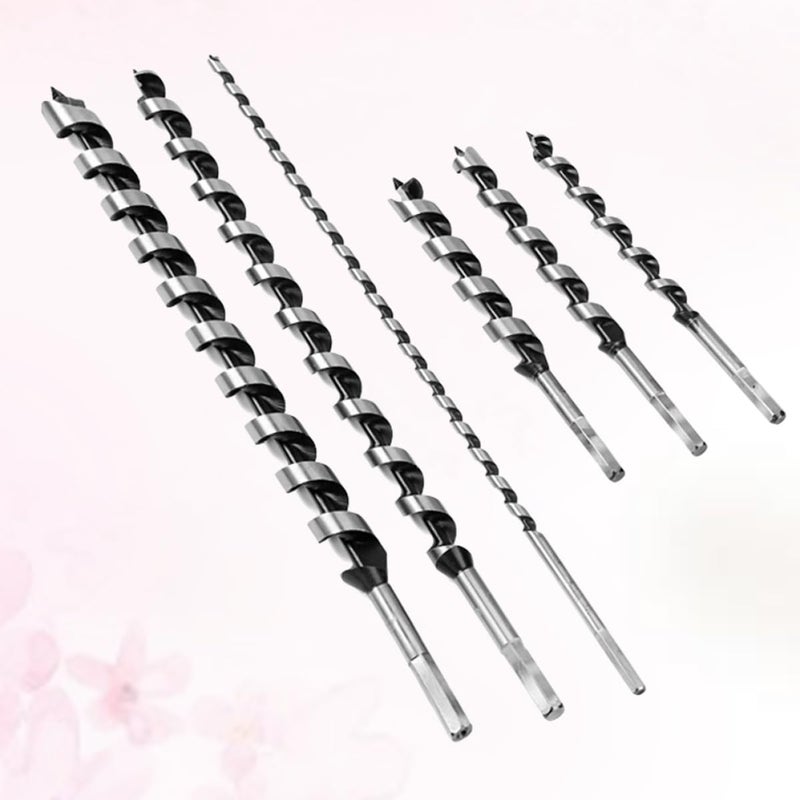 6Pcs Hex Shank Auger Drill Bit Woodwork Hole Opener Set, Spiral Wood Drilling Tool for Carpentry and Furniture, Sizes 6/8/10/12/14/16Mm, Long Shank for Electric Drills - Image 2