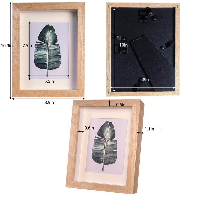 Dohomi 2 Pack Shadow Box Frame 8x10 Shadow Box Display Case Natural Wood Picture Frame Real Glass Surface Internal Depth 0.6 inch for Wall Or Tabletop - Image 4