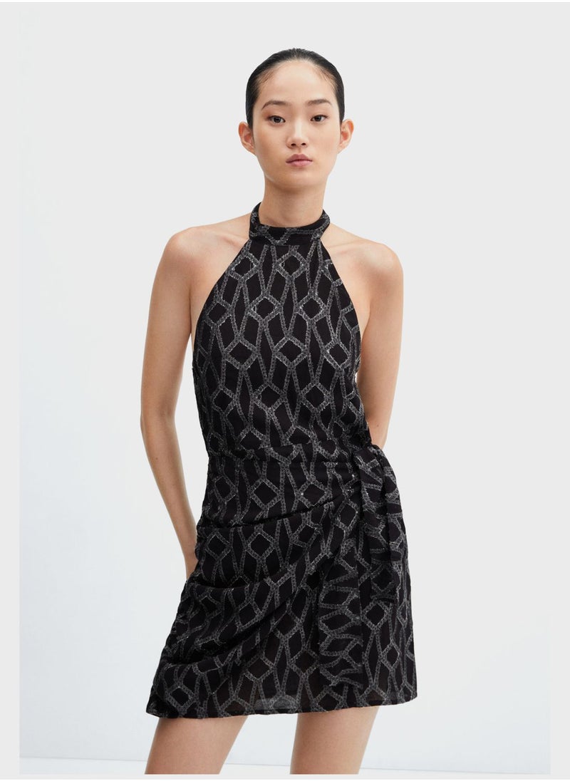 MANGO - Tie Detail Halter Neck Dress - Image 1