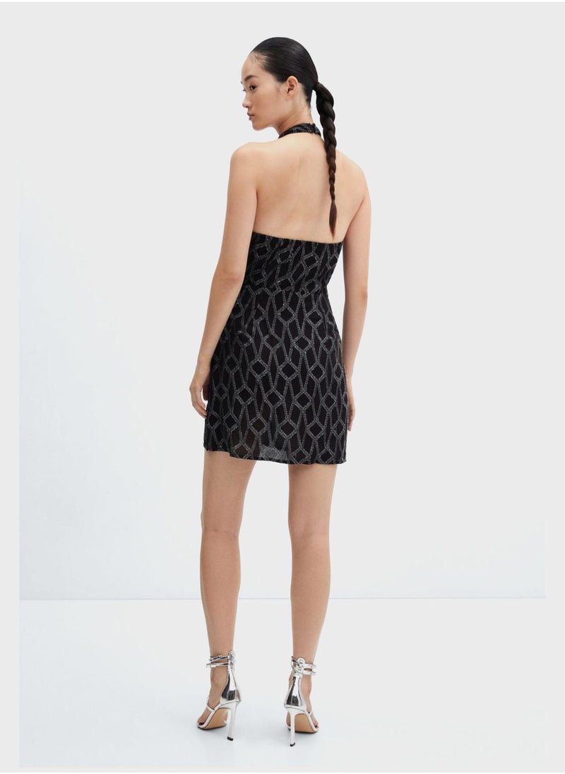MANGO - Tie Detail Halter Neck Dress - Image 1