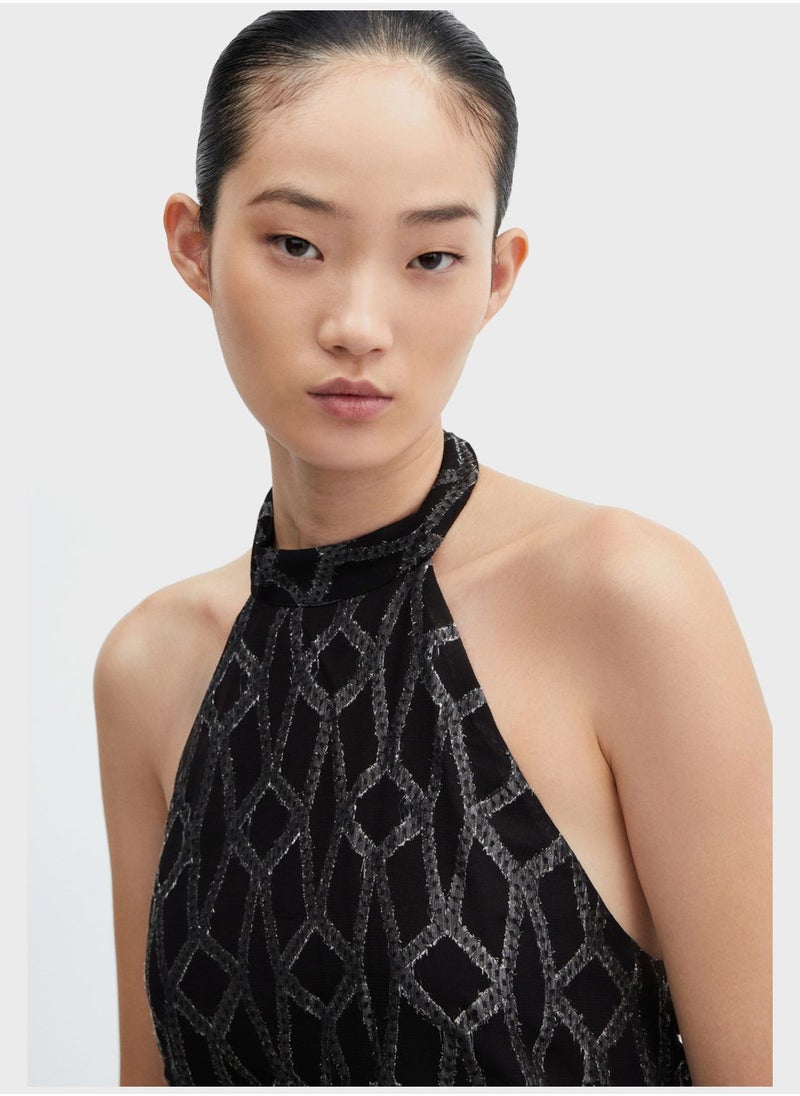 MANGO - Tie Detail Halter Neck Dress - Image 1