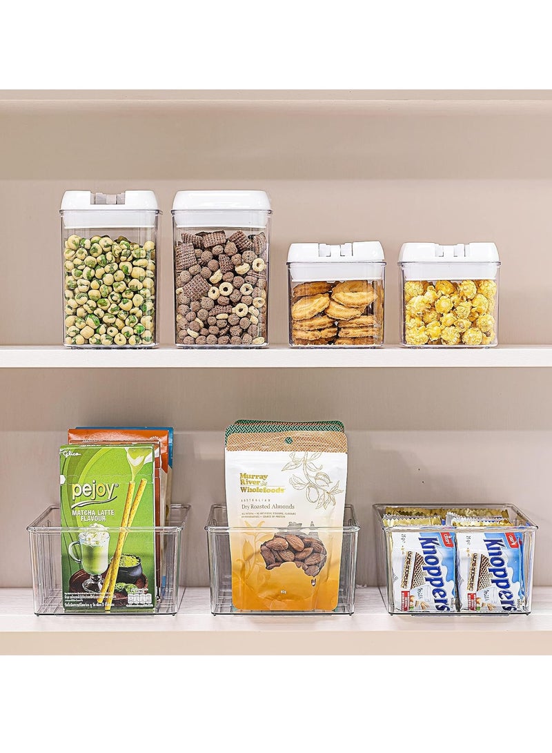 Beauenty Food Storage Organizer Bins, Clear Plastic Storage Bins for Pantry, Kitchen, Fridge, and Cabinet Organization, 3 Compartment Holder for Packets, Snacks, Pouches  - Image 2