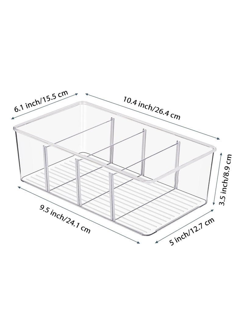 Beauenty Food Storage Organizer Bins, Clear Plastic Storage Bins for Pantry, Kitchen, Fridge, and Cabinet Organization, 3 Compartment Holder for Packets, Snacks, Pouches  - Image 5