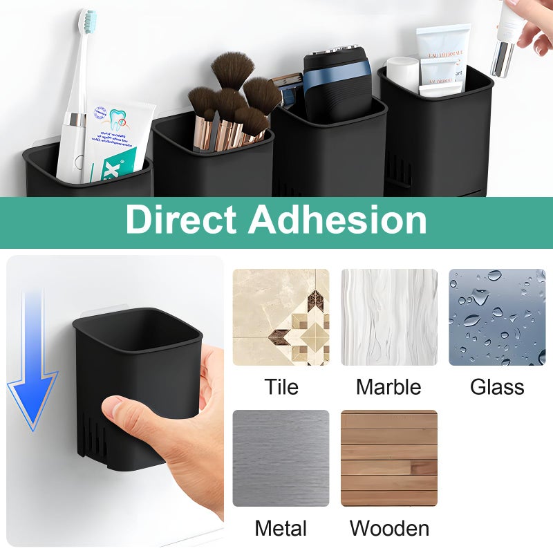 First-zgel 2 Packs Wall Mounted Toothbrush Holders, Self Adhesive Bathroom Toothbrush Wall Holder for Electric Toothbrush, Toothpaste, Razor,Shower Accessories (Black) - Image 5