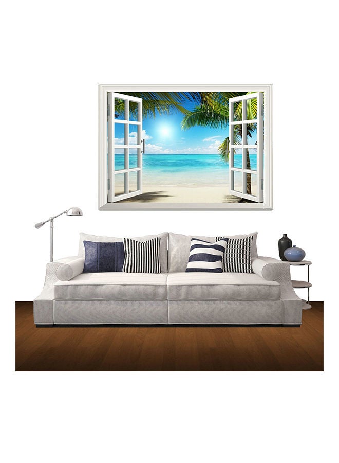 NIBEMINENT 3D Beach Window View Removable Wall Sticker Multicolour 68x6x6cm - Image 2