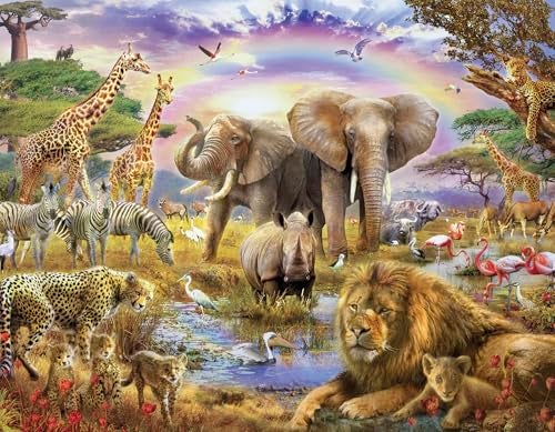 CHengQiSM 100 Piece Puzzles for Kids African Animal 100 Piece Puzzles for Adults Animal World Puzzle Jungle Scene Puzzle Jigsaw Puzzles 100 Pieces for Seniors Teens Kids Ages 610 Brain Teaser - Image 1