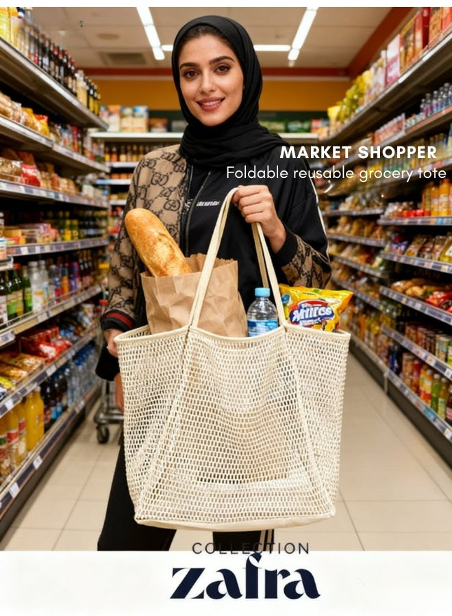 زَافِرَة شنطة شاطئ كبيرة من ميش للنساء – سريعة الجفاف، خفيفة، بسحاب، واسية لعطلة رملية - Image 4