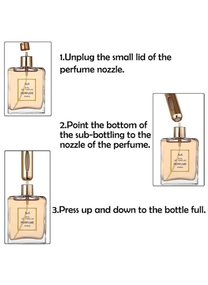 محمولة مصغرة قابلة لإعادة تعبئة العطور رذاذ حجم زجاجات رذاذ الملحقات 5 قطع من 5 مل - Image 5