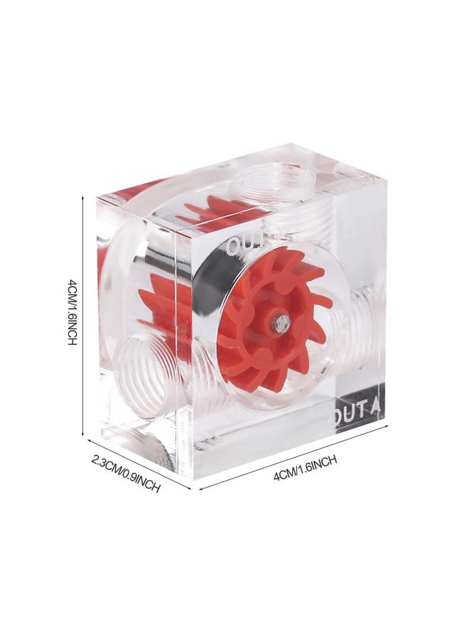 Thoraya 12 Impellers Flow Meter Indicator for PC Water Cooling System G1/4" Thread Quadrate (Red)  - Image 2