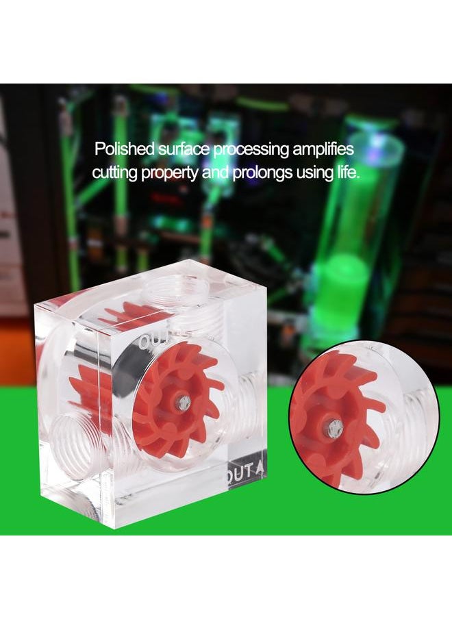 Thoraya 12 Impellers Flow Meter Indicator for PC Water Cooling System G1/4" Thread Quadrate (Red)  - Image 4